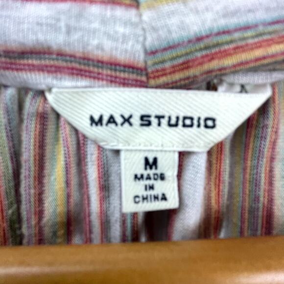 Max Studio Top Womens Medium Brown Tan Flowy Retro Boho Stretch - Picture 3 of 7